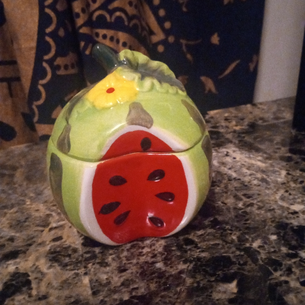 Watermelon shaped sugar bowl